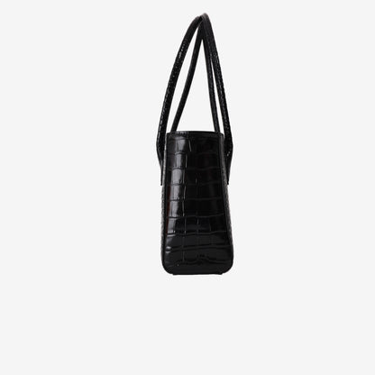 Chanel 26K Shopping Bag in Black Crocodile-Embossed Calfskin Leather with Gold Hardware