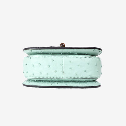 Gucci Bamboo 1947 Mini Bag in Green Ostrich Leather with Gold Hardware