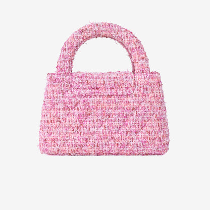 Chanel Small Kelly Nano Shopper in Pink Tweed Leather with Gold Hardware