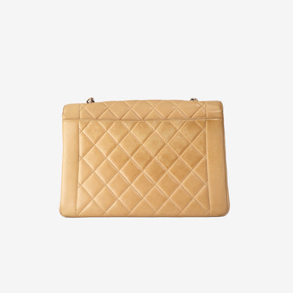 Chanel Diana Flap Bag in Beige Lambskin Leather with Palladium Hardware