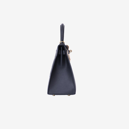 Hermès Kelly 28 in Noir Epsom Leather with Gold Hardware side view