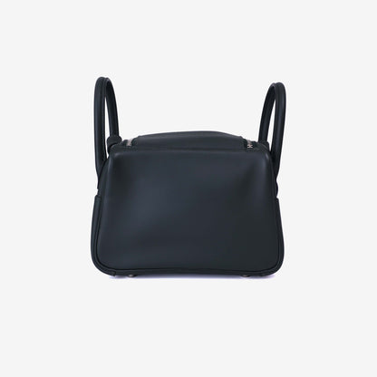 Hermès Mini Lindy in Vert Foncé/Vert Moyen Swift Leather with Palladium Hardware back view
