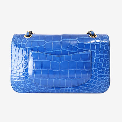Chanel Classic Double Flap Bag in Royal Blue Alligator Leather with Gold Hardware