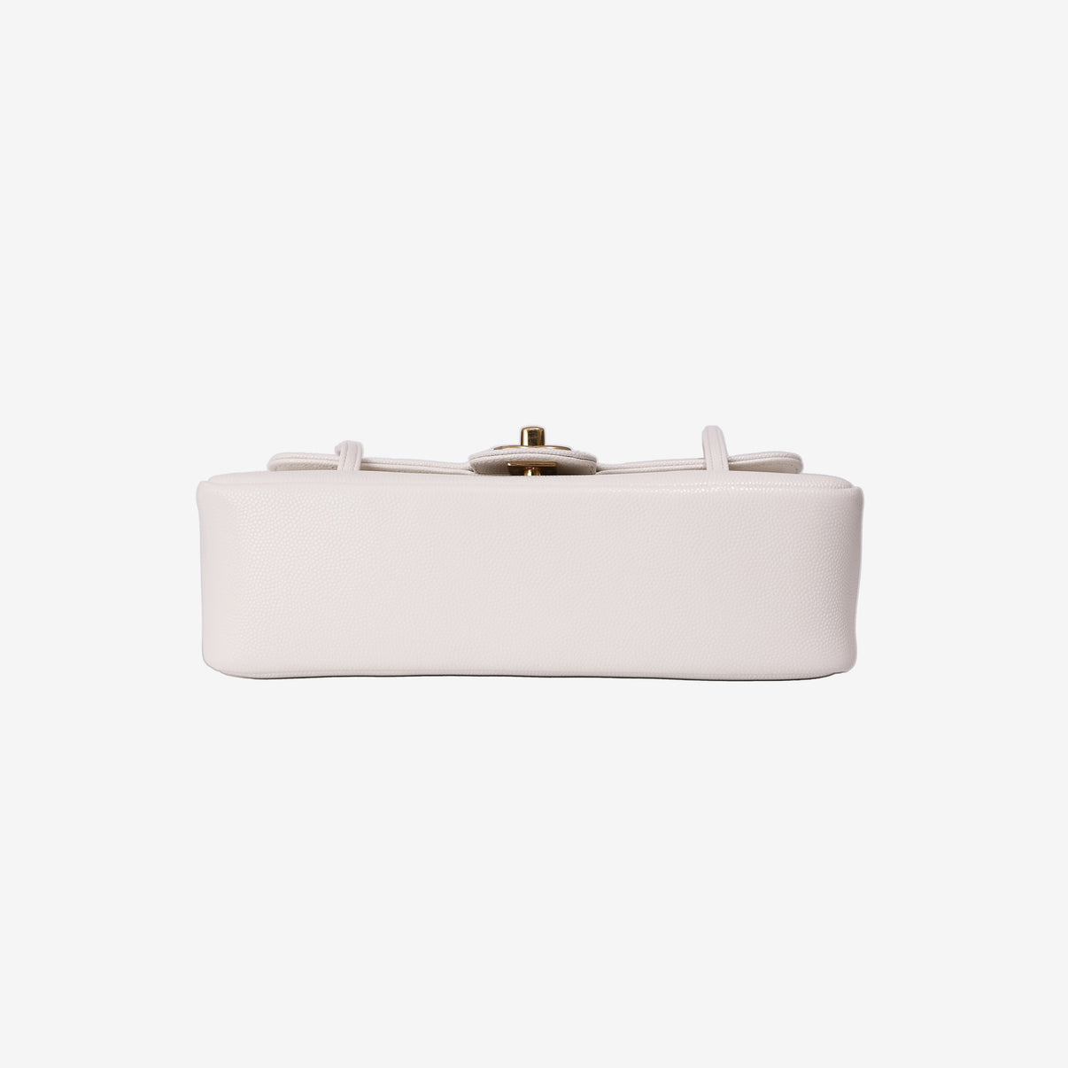 Chanel 26P Preppy Flap Bag Small in White Calfskin Leather with Gold Hardware bottom view