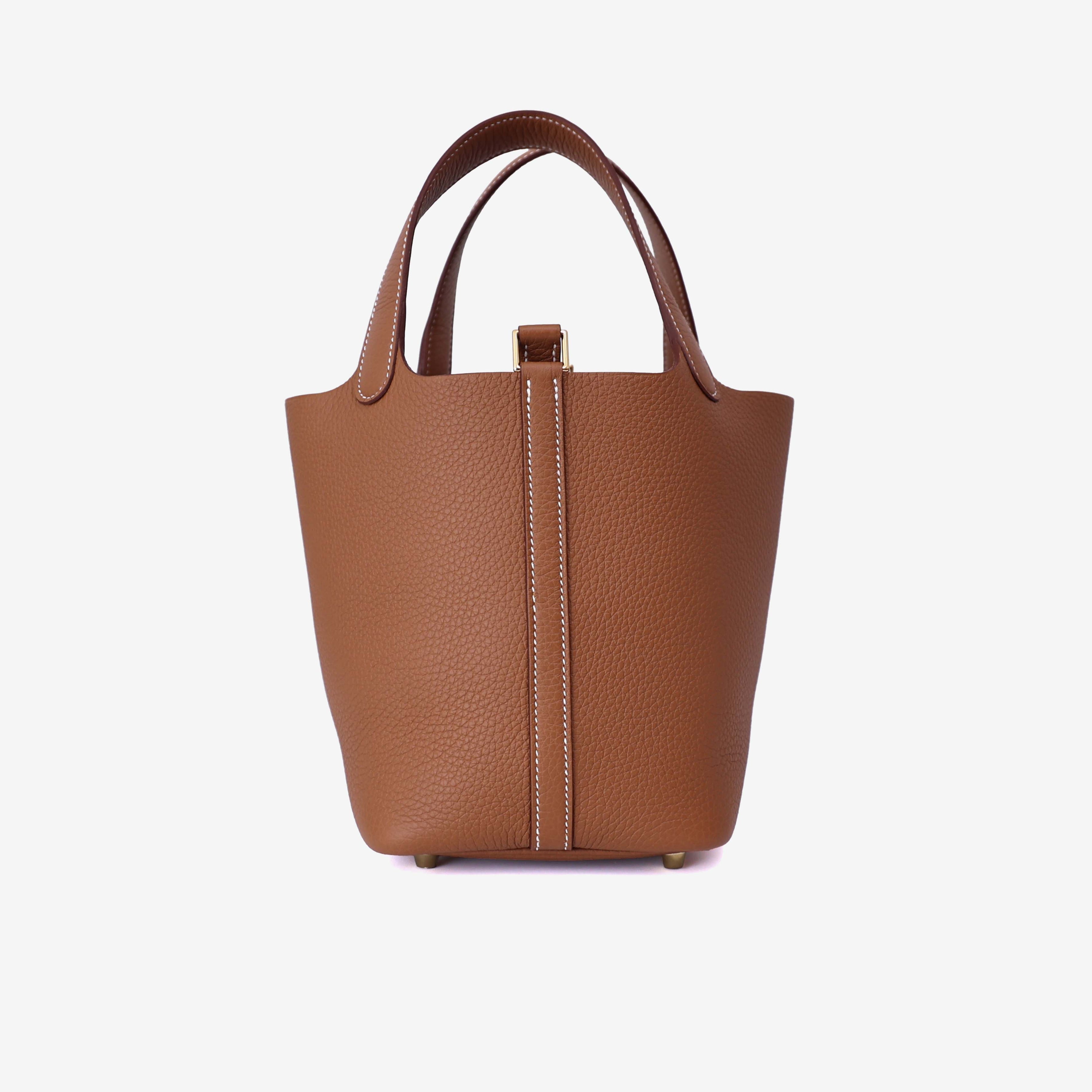  Hermès Picotin 18 in Gold Clemence Leather with Gold Hardware back view