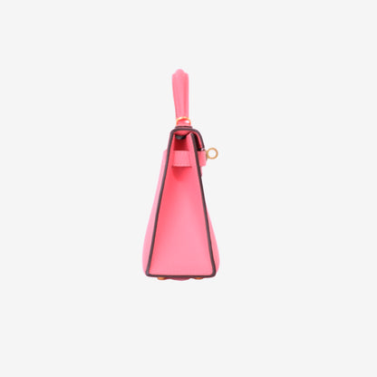 Hermès Mini Kelly 20 in Rose Azalée Epsom Leather with Gold Hardware side view