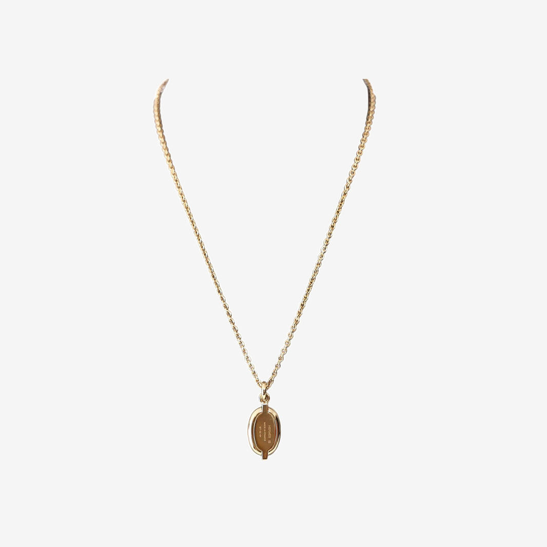 Hermès Mini Maillon Necklace in Rose Beauté Pink with Gold-Plated Hardware