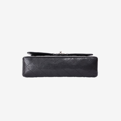 Chanel Medium Classic Double Flap Bag in Black Caviar Leather with Silver Hardware