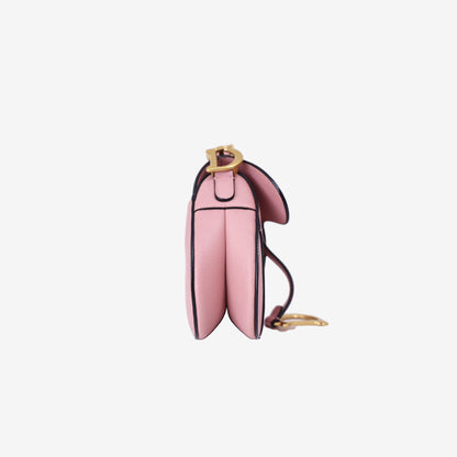 Dior Saddle Mini in Pink Calfskin Leather with Gold Hardware side view