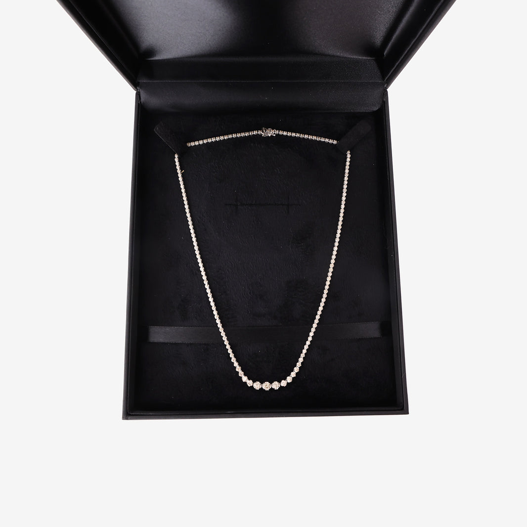 JR ISETAN Diamond Tennis Necklace in 18K White Gold