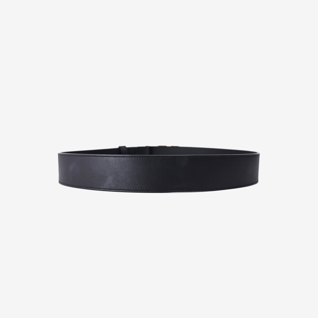 Gucci Marmont Belt in Black Calfskin Leather with Faux Pearl Detailing (Size 80)
