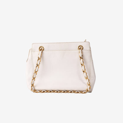 Chanel LAX Chain Tote Bag in White Caviar Leather with Gold Hardware