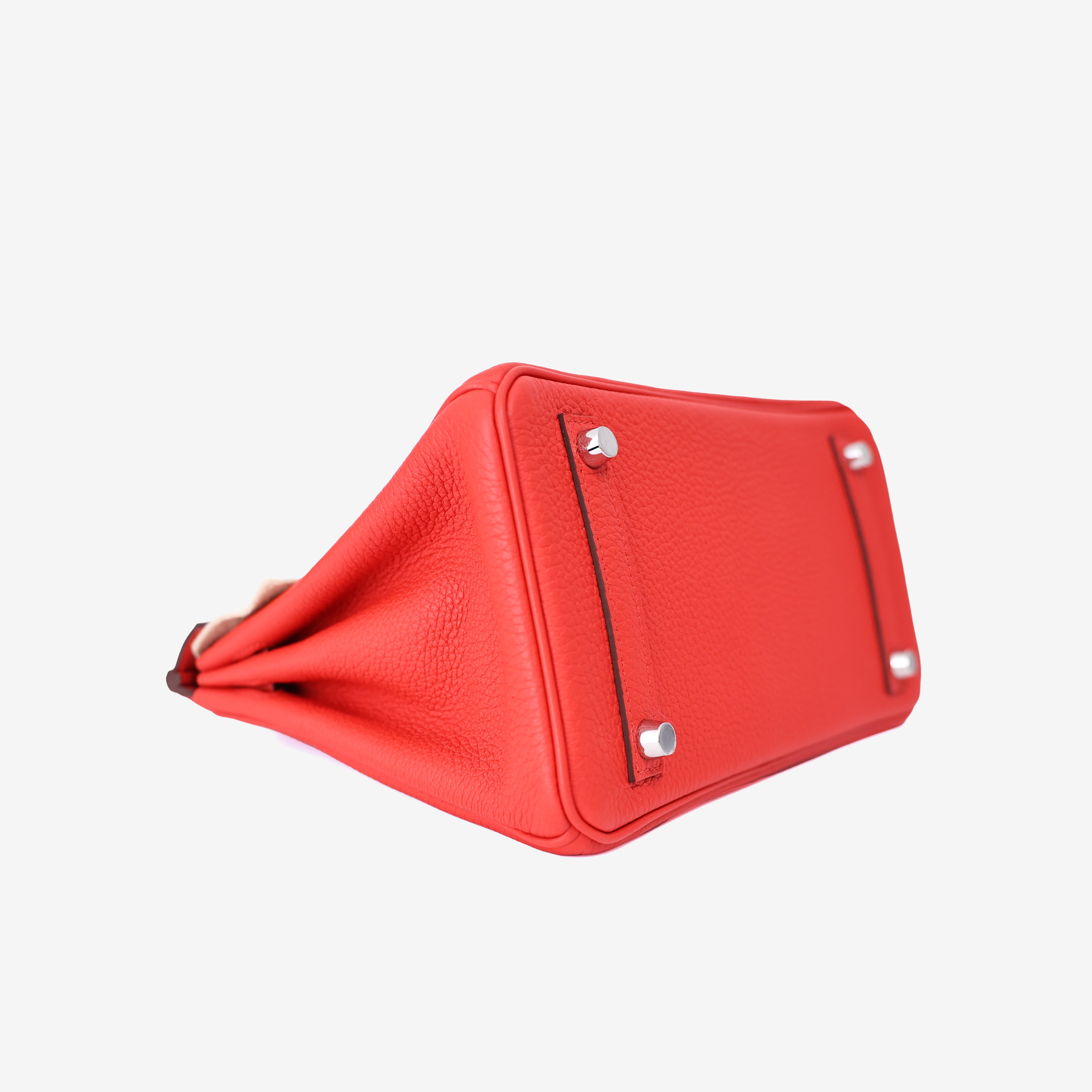 Hermès Birkin 25 in Rouge de Cœur Togo Leather with Palladium Hardware bottom side view