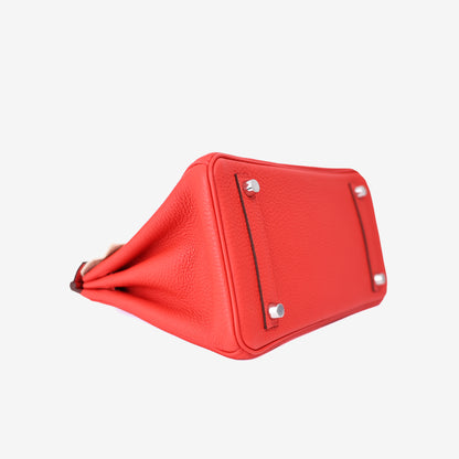 Hermès Birkin 25 in Rouge de Cœur Togo Leather with Palladium Hardware bottom side view