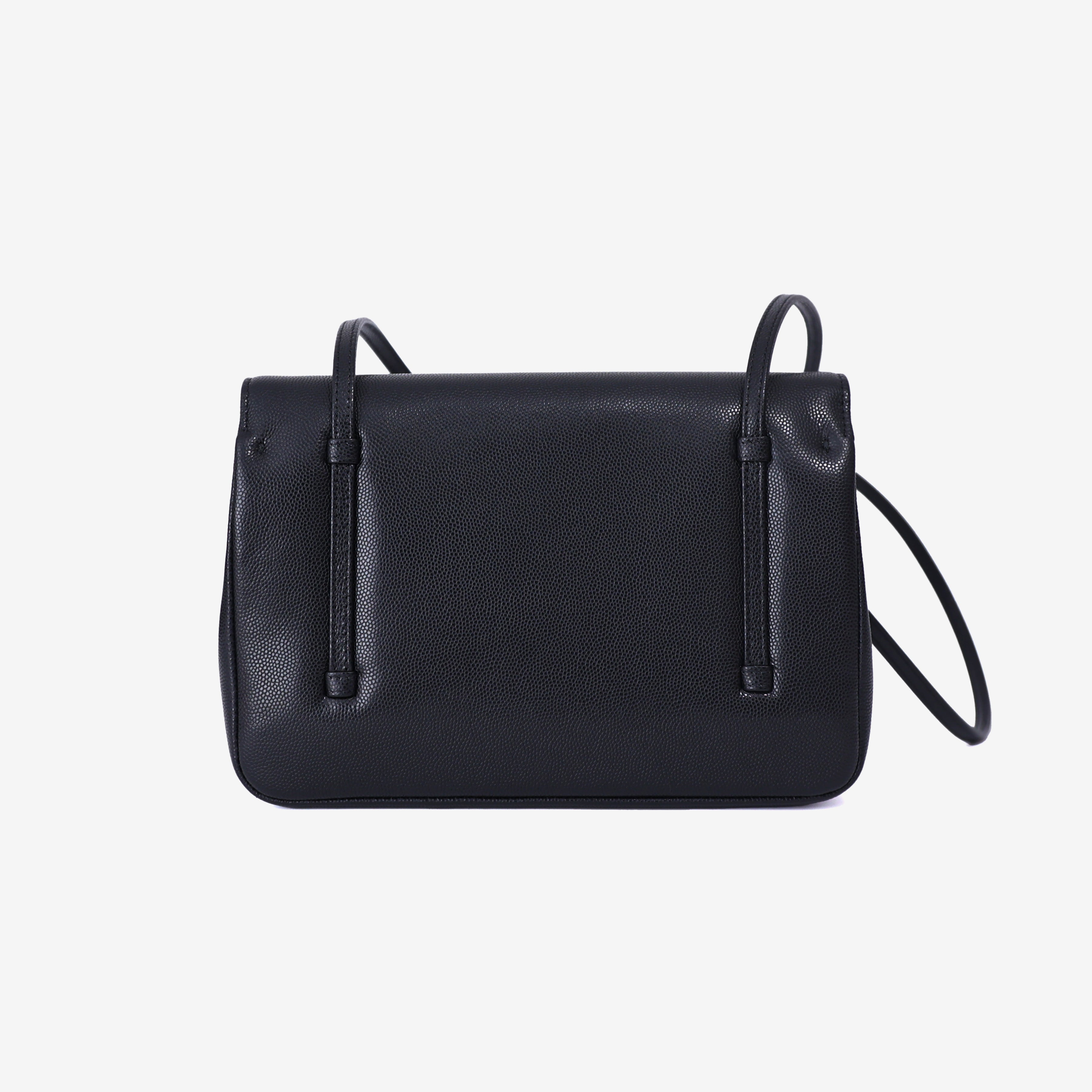 Chanel 26P Preppy Flap Small Bag in Black Calfskin Leather with Gold Hardware back view