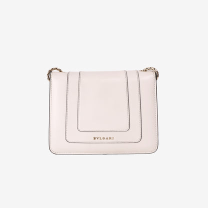 Bvlgari Serpenti Forever Shoulder Bag in White Agate Calfskin Leather