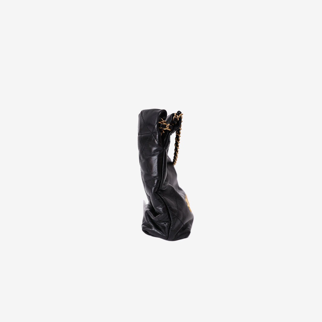 Chanel 22 Mini in Black Shiny Calfskin with Gold Hardware