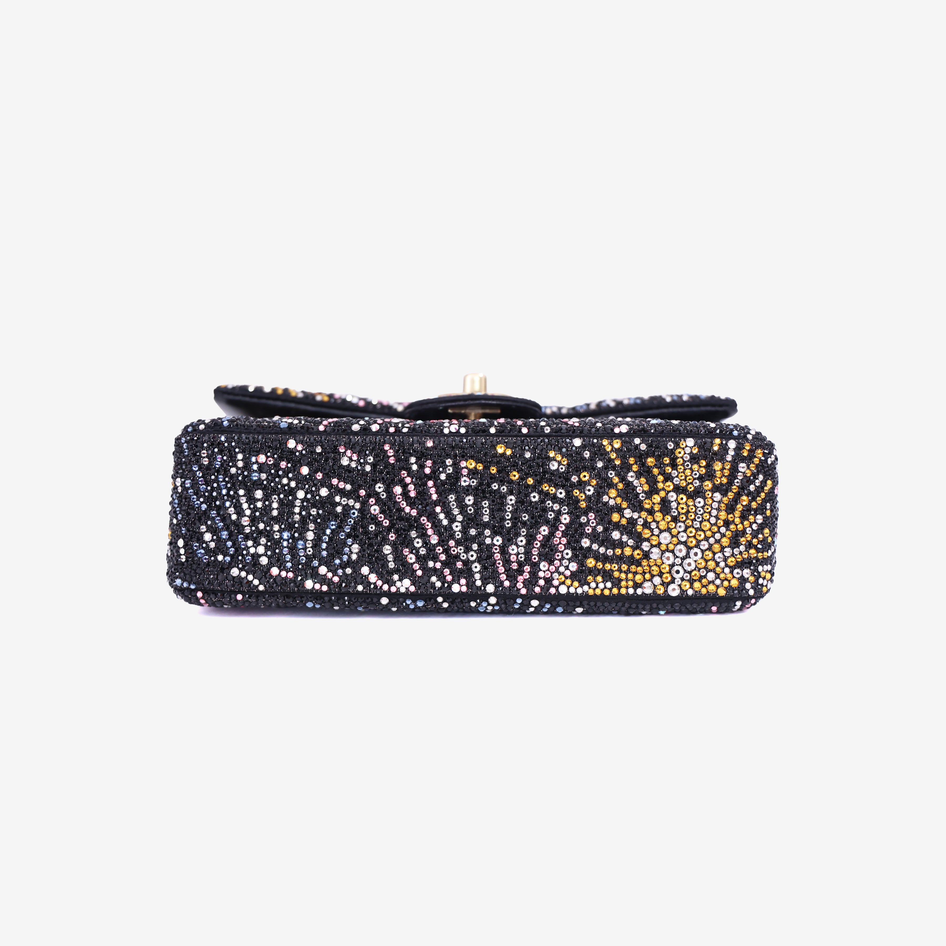 Chanel Coco Neige Evening Bag in Black/Multicolour Sequin Pearl Strass with Gold Hardware bottom view