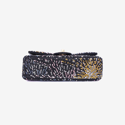 Chanel Coco Neige Evening Bag in Black/Multicolour Sequin Pearl Strass with Gold Hardware bottom view