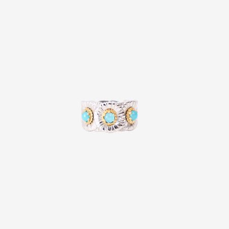 Buccellati Blossoms Eternelle Ring in Silver with Light Blue Agate