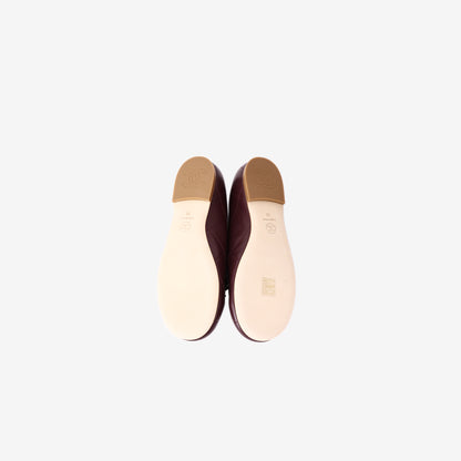 Chanel Coco Beach Cambon Ballet Flats in Burgundy/White Lambskin Leather (Sizes Available)