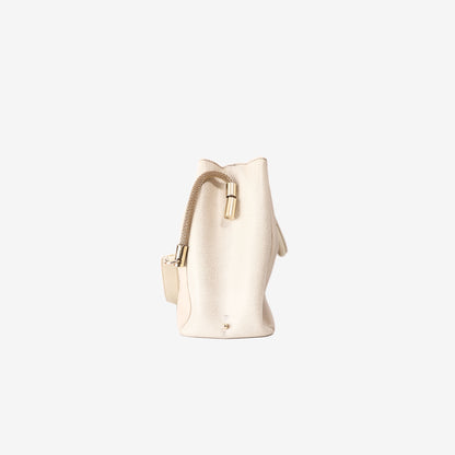 Versace Collection Leather Panel Tote Bag in Cream/Off-White Leather with Gold Hardware