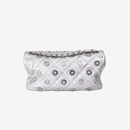 *RARE* Chanel Paris-Dubai Medals Flap Bag in Silver Lambskin Leather with Silver Hardware