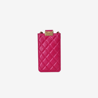 Chanel Matelassé Phone Holder Chain Bag in Pink Lambskin with Gold Hardware