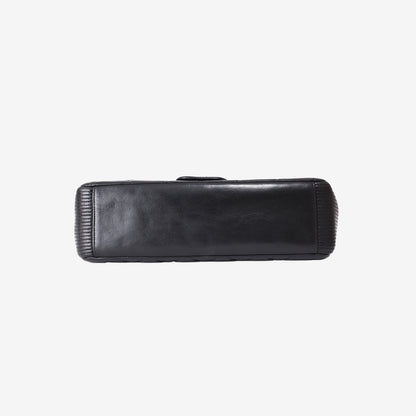 Chanel Vintage Classic Flap Bag in Black Lambskin Leather with Silver Hardware bottom view