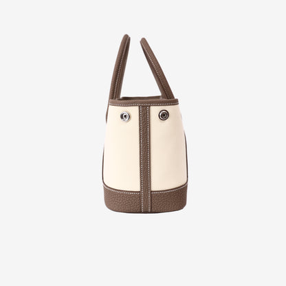 Hermès Mini Garden Party in Vanille Toile Officier and Etoupe Veau Negonda Leather