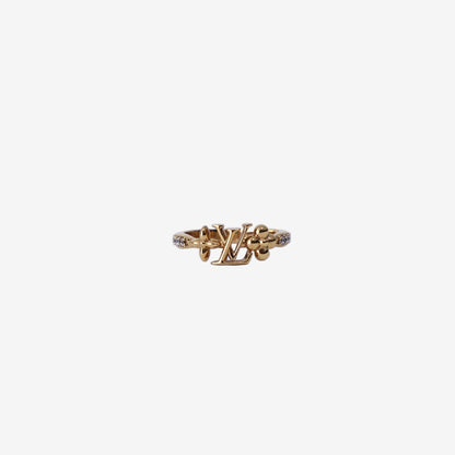 Louis Vuitton LV Iconic Ring in Gold-Tone Metal with Crystal Accents