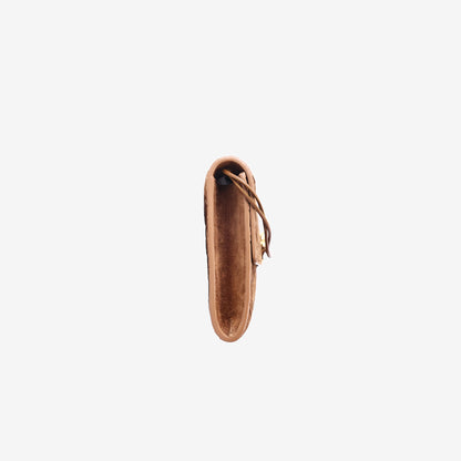 Bottega Veneta Andiamo Intrecciato Long Clutch in Brown Suede Leather with Gold Hardware