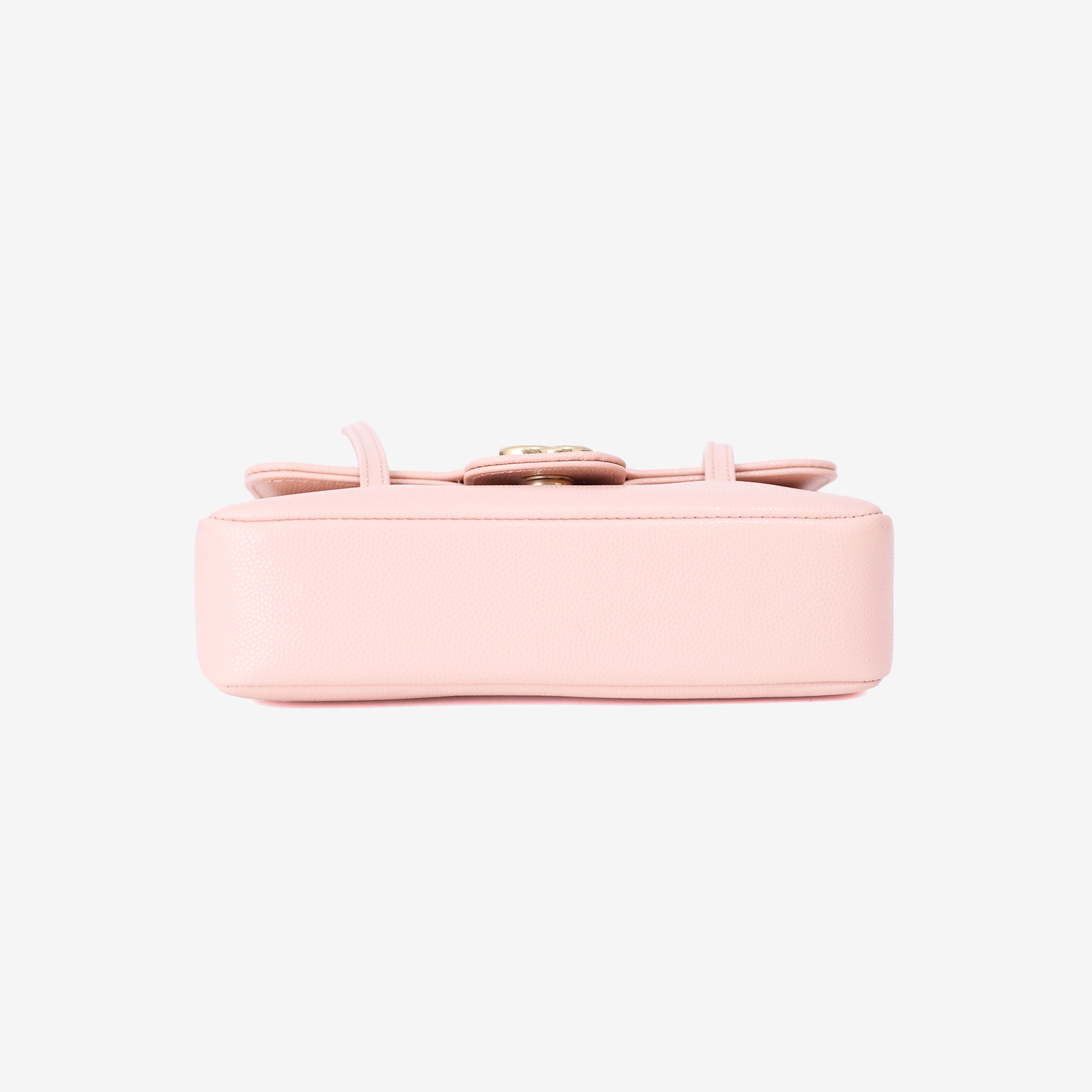 Chanel 26P Preppy Flap Mini Bag in Light Pink Calfskin Leather with Gold Hardware bottom view