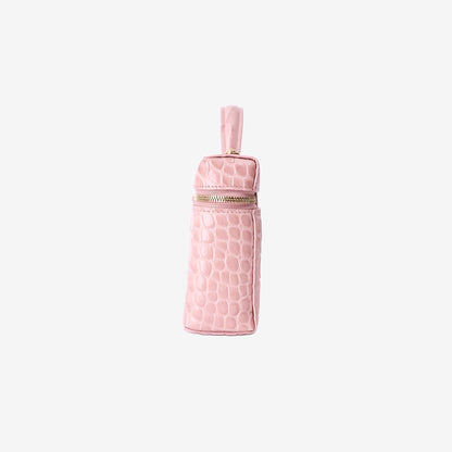 Chanel Crocodile-Embossed Slim Vanity Case in Pink Calfskin Leather with Gold Hardware