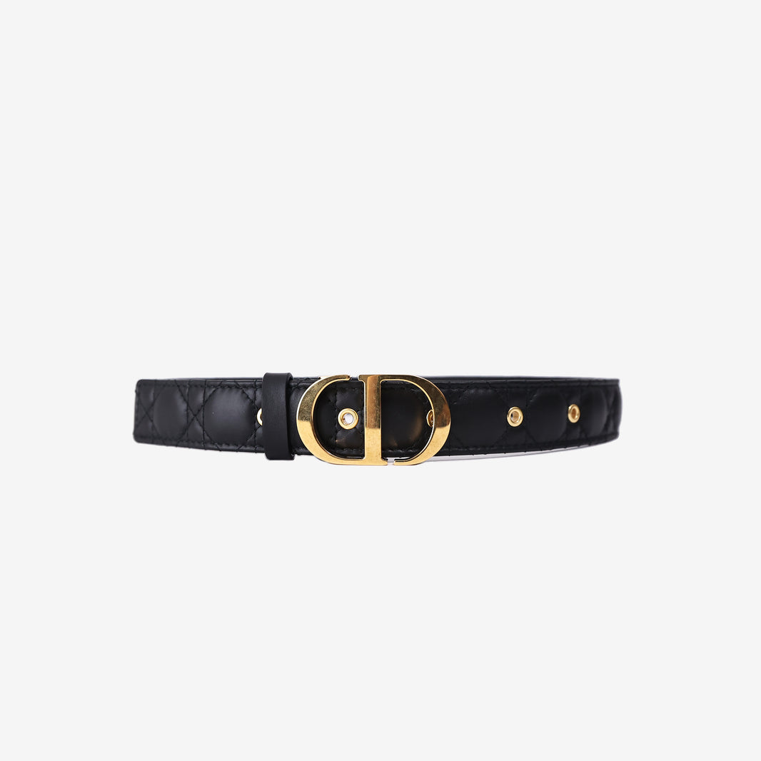 Dior 30 Montaigne Belt in Black Calfskin Leather with Gold Hardware (Size 80)