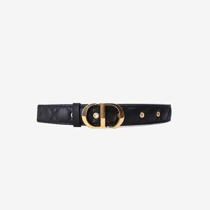 Dior 30 Montaigne Belt in Black Calfskin Leather with Gold Hardware (Size 80)