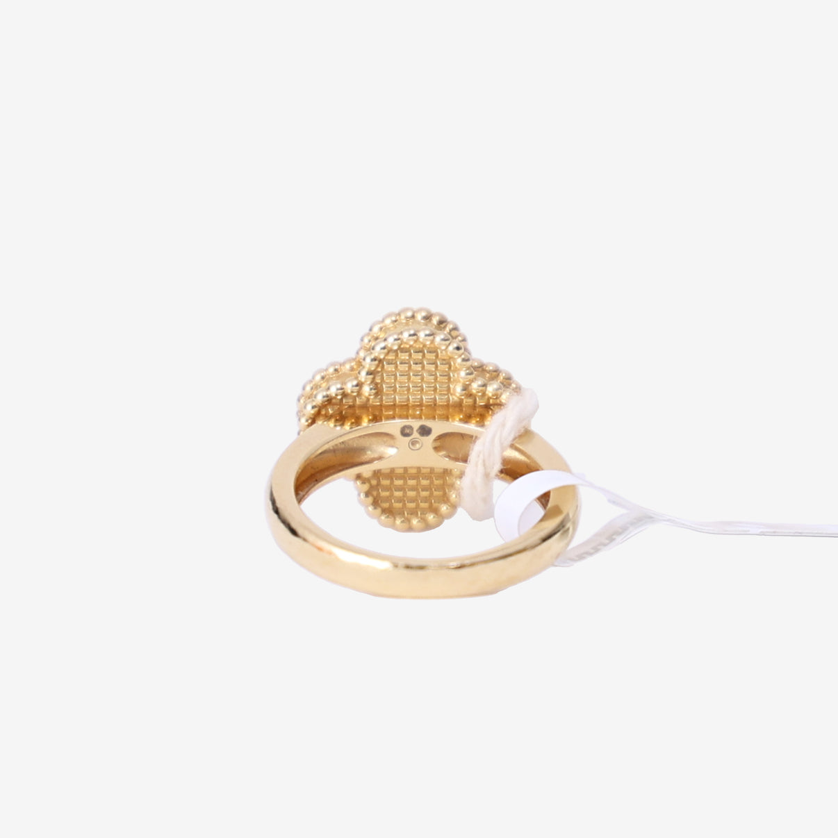 Van Cleef & Arpels Vintage Alhambra Ring in Black Onyx Yellow Gold with Diamond back view