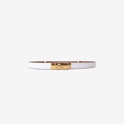 Hermès Kelly Jean 18 Belt in White Epsom Leather with Gold Hardware