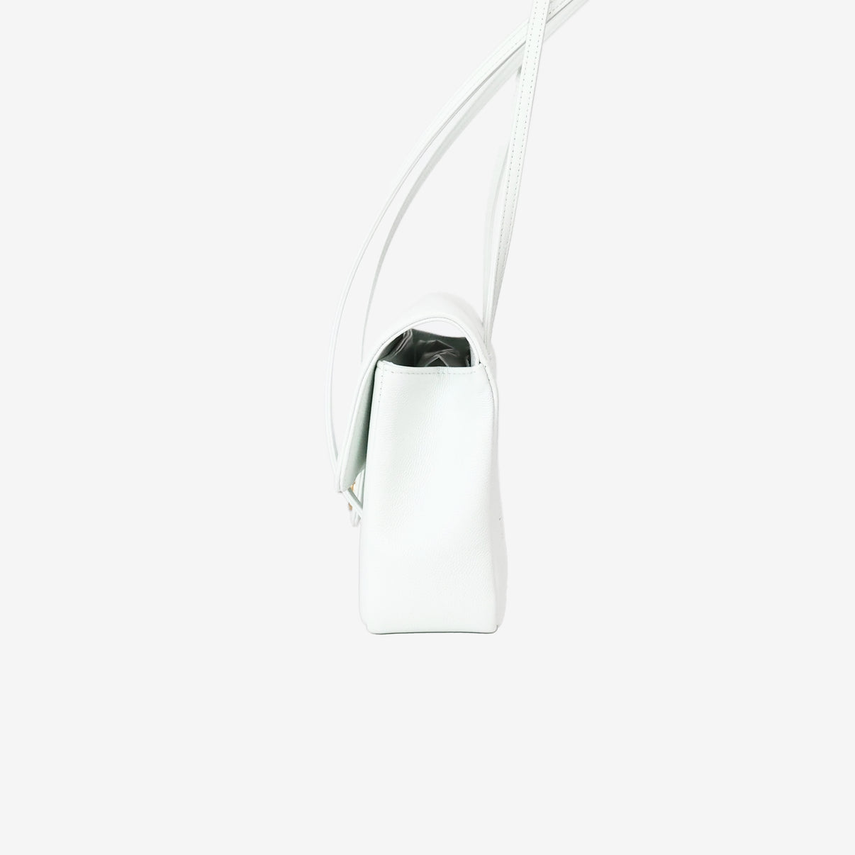 Chanel 26P Preppy Flap Small in White Calfskin Leather with Gold Hardware side view