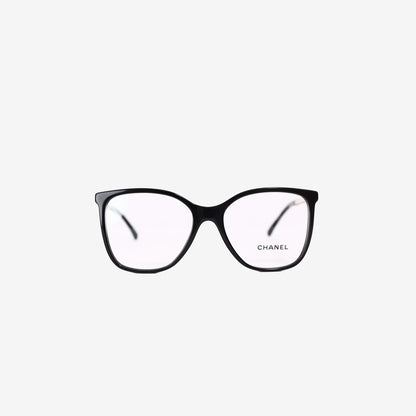Chanel Square Eyeglasses in Black with Pearl Detailing