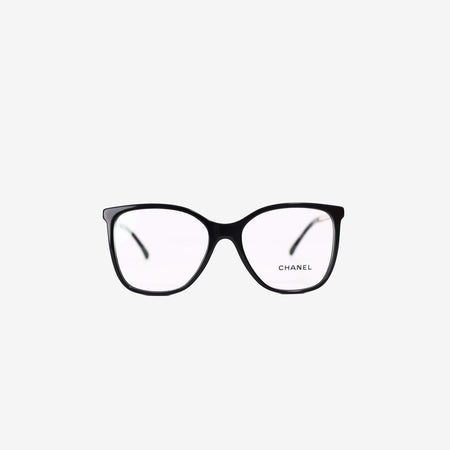 Chanel Square Eyeglasses in Black with Pearl Detailing