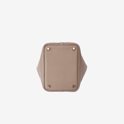 Hermès Picotin 18 in Étoupe Clemence Leather with Gold Hardware bottom view