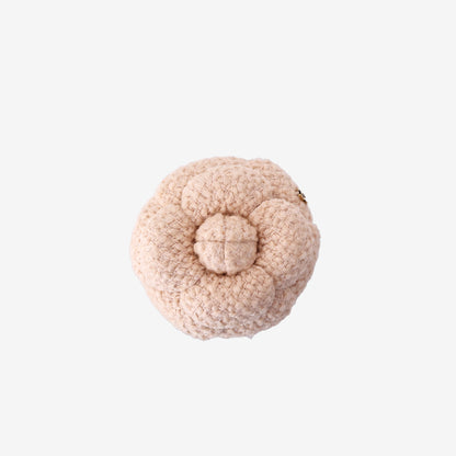 Chanel Camellia Flower Brooch in Beige Tweed with Gold Hardware