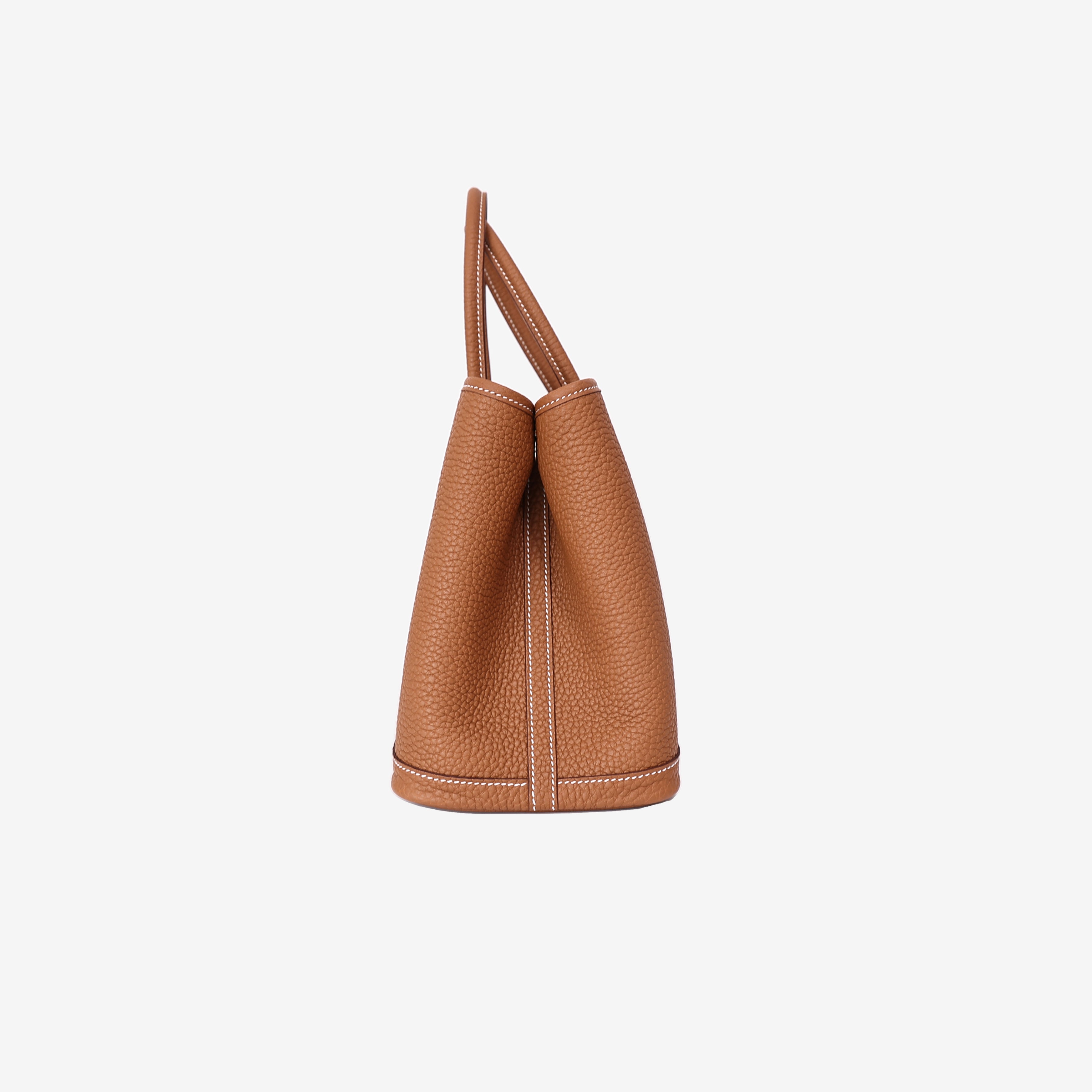Hermès Garden Party 30 in Gold Negonda Leather with Palladium Hardware side view
