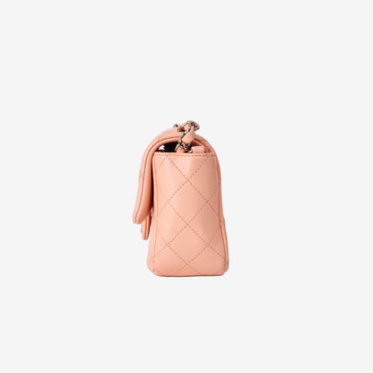 Chanel Classic Mini Rectangular Flap Bag in Light Pink Lambskin with Gold Hardware