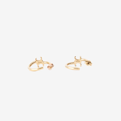 *EXCELLENT* Celine Triomphe Asymmetric Hoops in Gold-Finish Brass