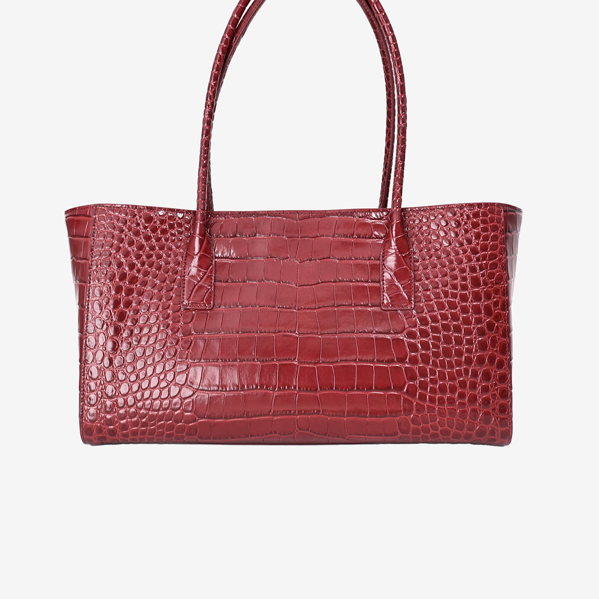 Chanel 26S Shopping Bag Small in Red Crocodile Leather with Gold Hardware back view