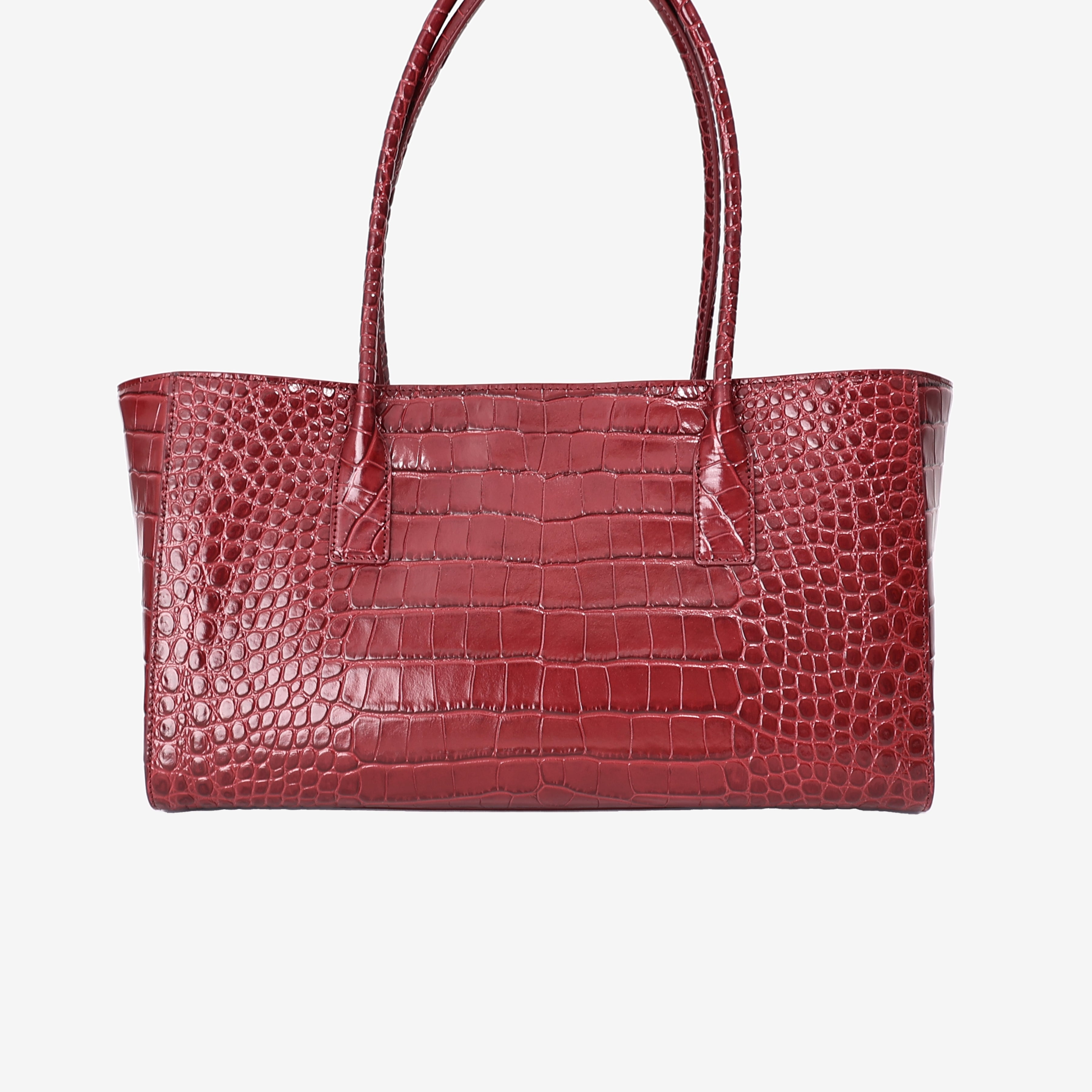 Chanel 26S Shopping Bag Small in Red Crocodile Leather with Gold Hardware back view