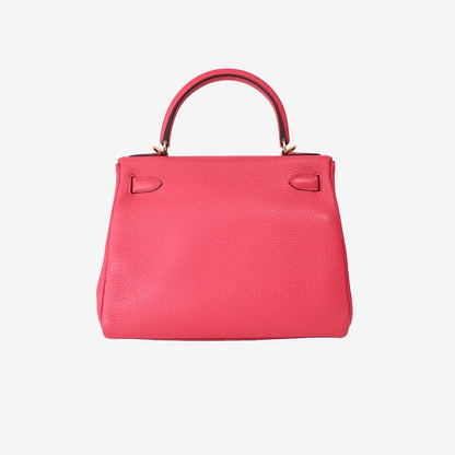 Hermès Kelly 28 in Framboise Clemence Leather with Gold Hardware