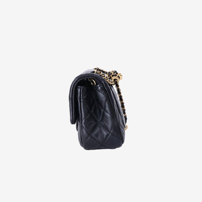 Chanel Mini Classic Flap Bag in Black Lambskin Leather with Gold Hardware